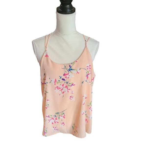 Honey Punch Spaghetti Strap Coral Floral Top  in Size Large - Picture 1 of 4